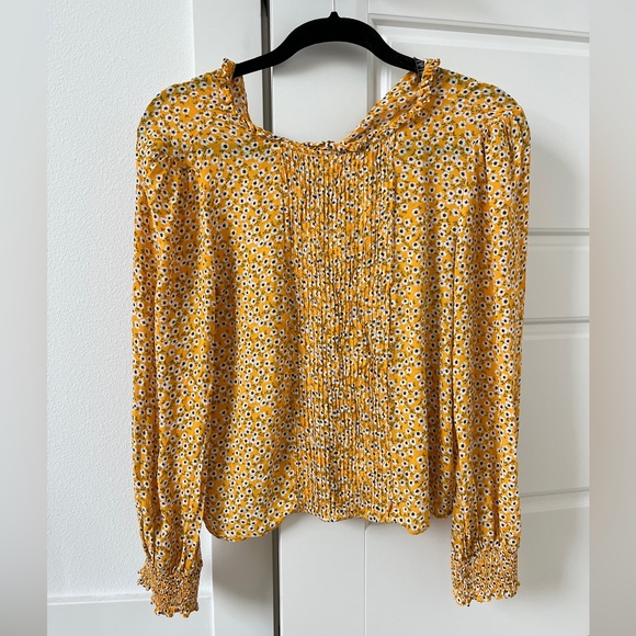 Zara Tops Zara Yellow Floral Blouse Poshmark